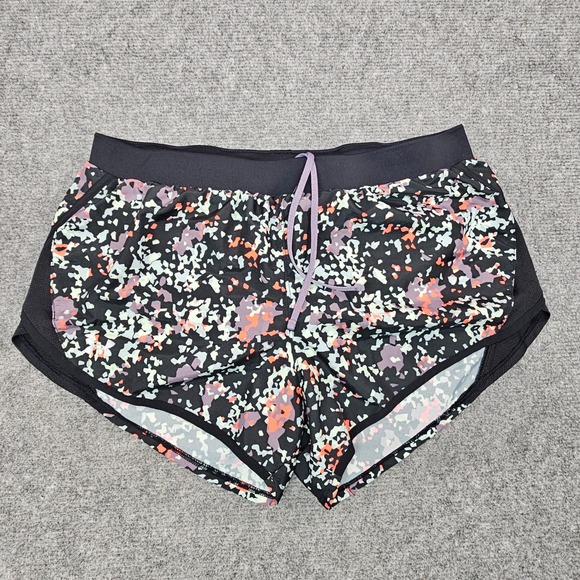 Under Armour Pants - Under Armour Running Shorts Women Large Black Multi HeatGear Active Athletic Gym